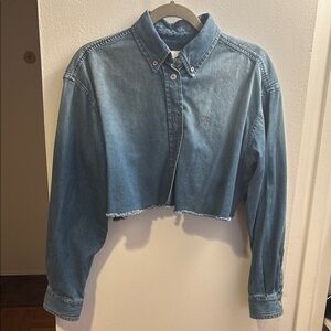 Givenchy Blue Cropped Button Down Shirt